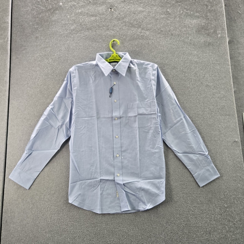 Croft & Barrow Men Button Up Shirt 16.5/34-35 Blue Long Sleeve